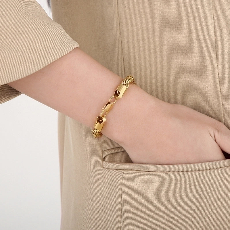 Minimalist Twist Stainless Steel 18K Gold Plated Bracelets In Bulk