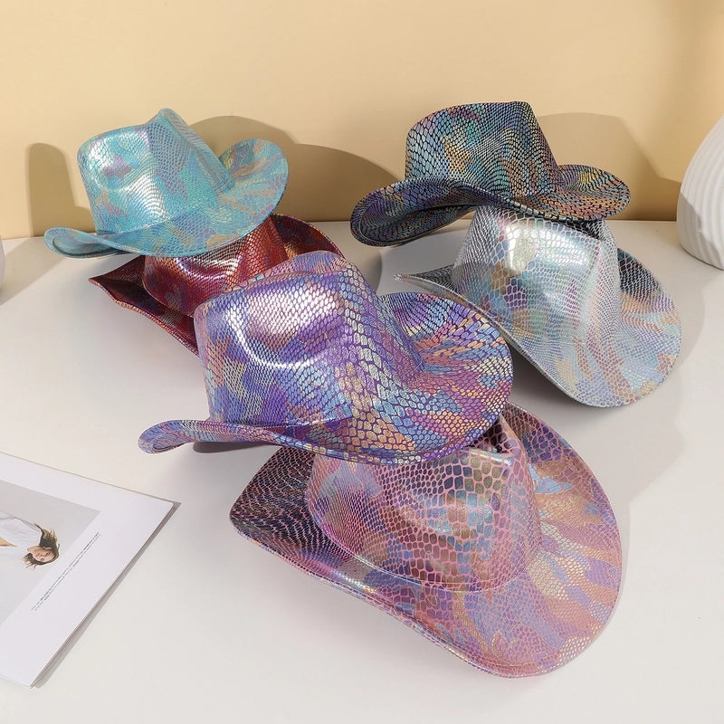 Women's Hip-Hop Japanese Style Cowboy Style Snakeskin Big Eaves Wide Eaves Fedora Hat