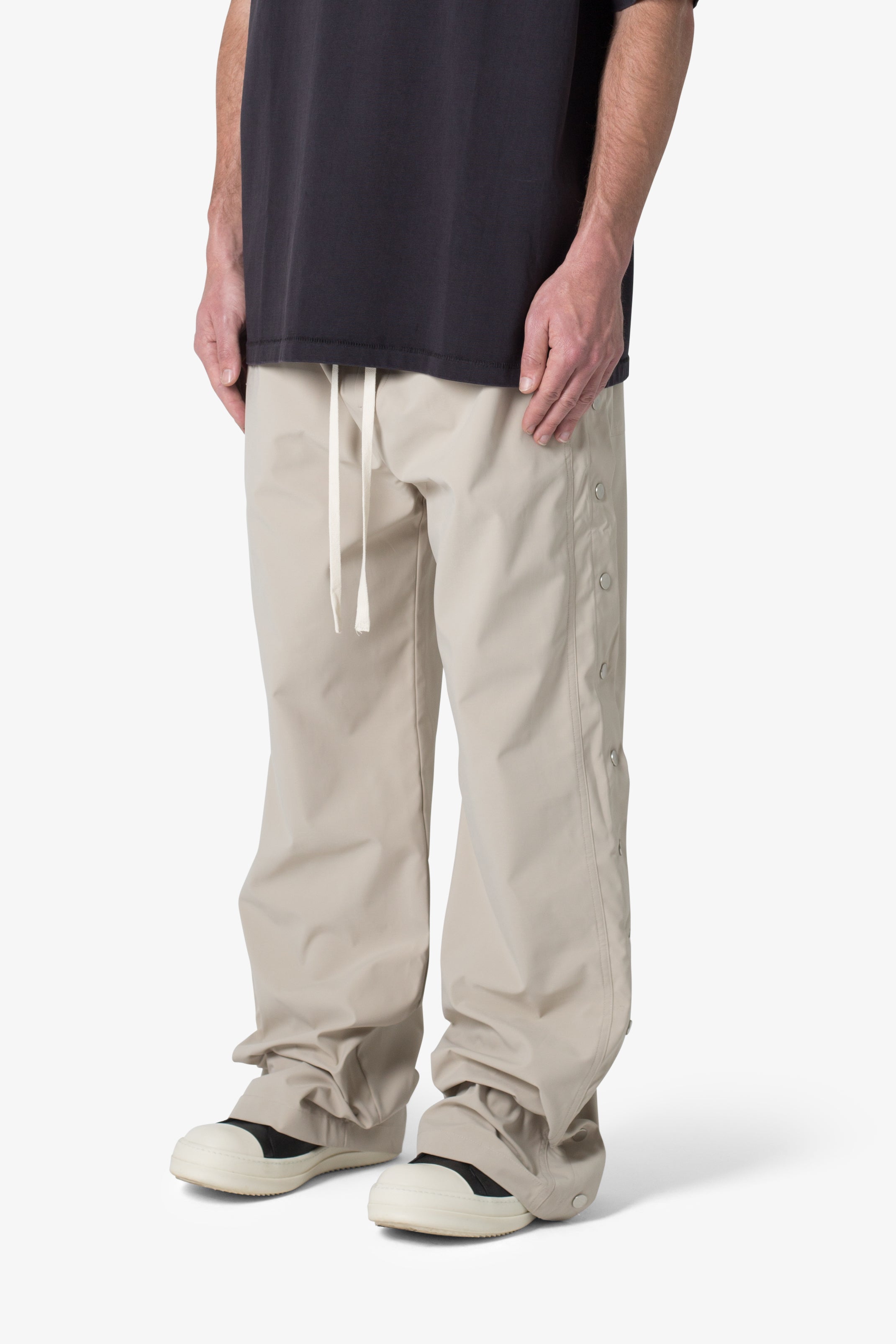 Side Snap Nylon Pants - Tan