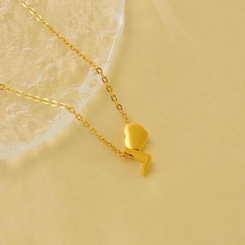 304 Stainless Steel 18K Gold Plated Casual French Style Plating Letter Heart Shape Pendant Necklace