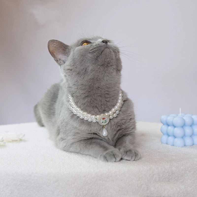 Elegant Minimalist Imitation Pearl Alloy Heart Shape Rose Pet Collar