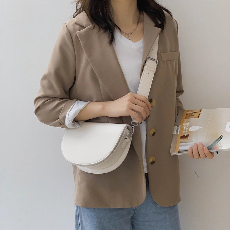Bag Women's Bag Simple Texture Trendy Spring And Summer Internet Trendy High-end Shoulder Crossbody Bag Saddle Bag