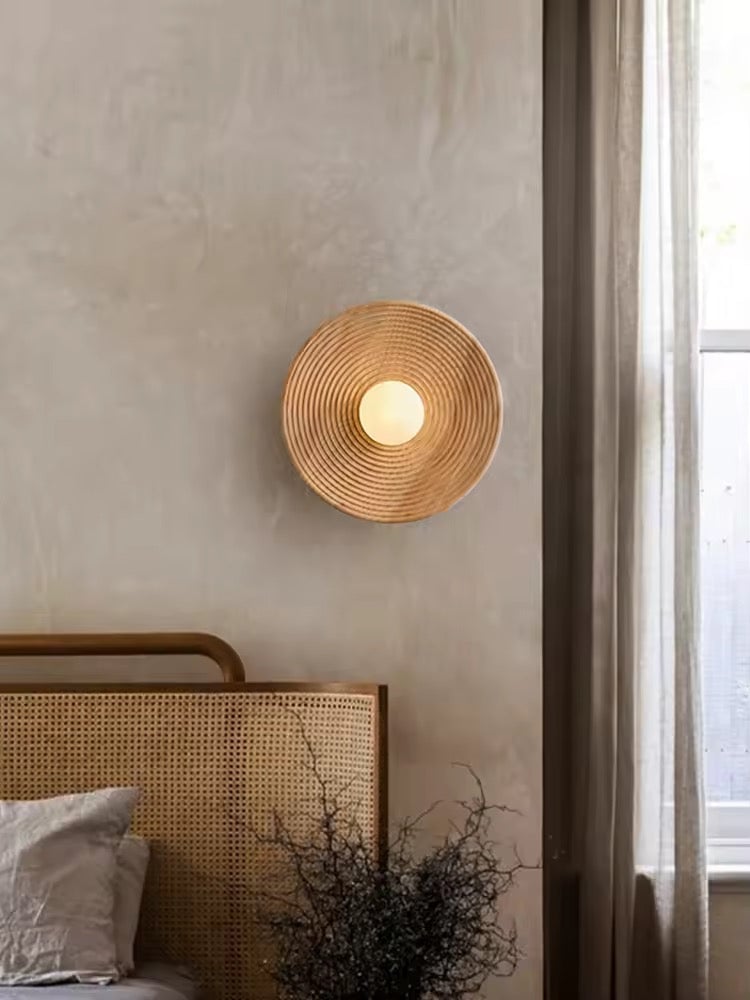 Rustic Woven Wall Sconce with Warm Ambient Glow