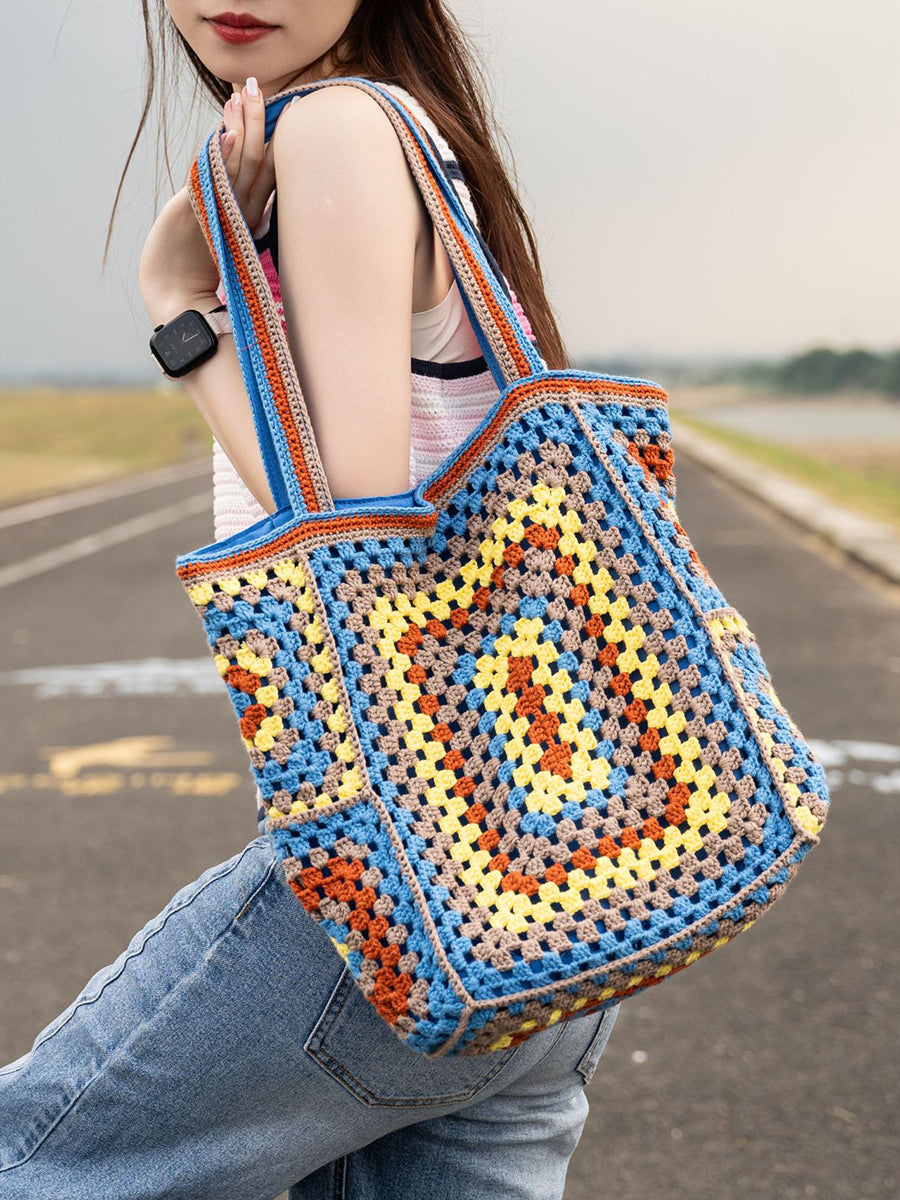 Women Summer Ethnic Knitted Shoulder Bag