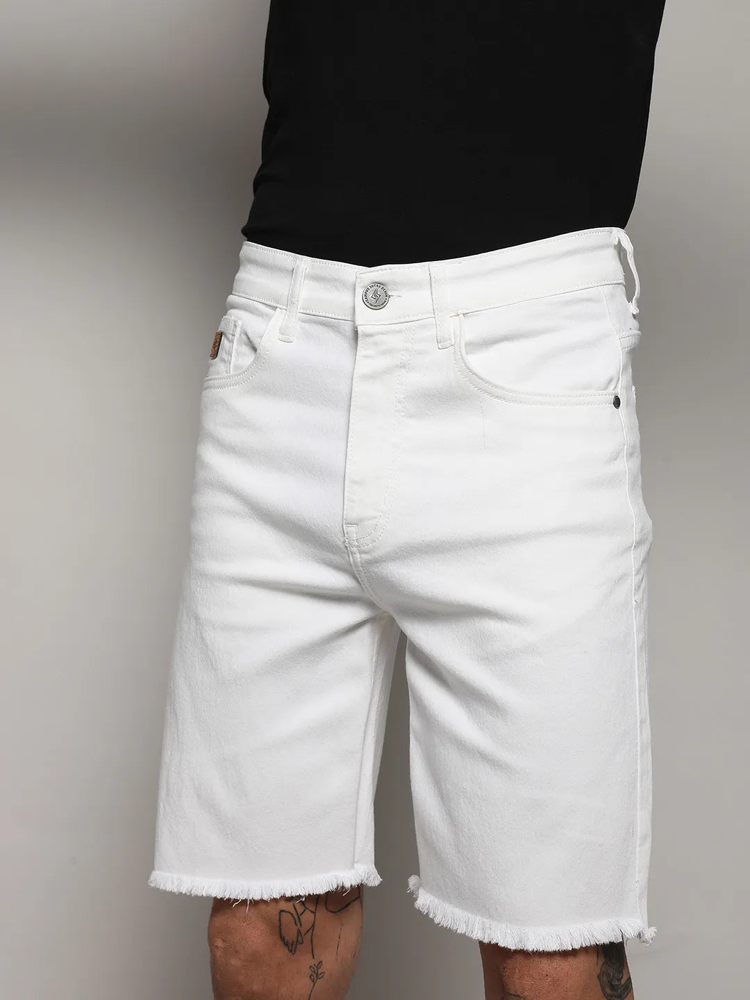 Ripped Hem Denim Shorts