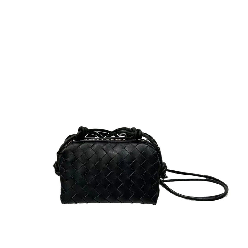 Women's Leather Solid Color Classic Style Weave Square Zipper Crossbody Bag