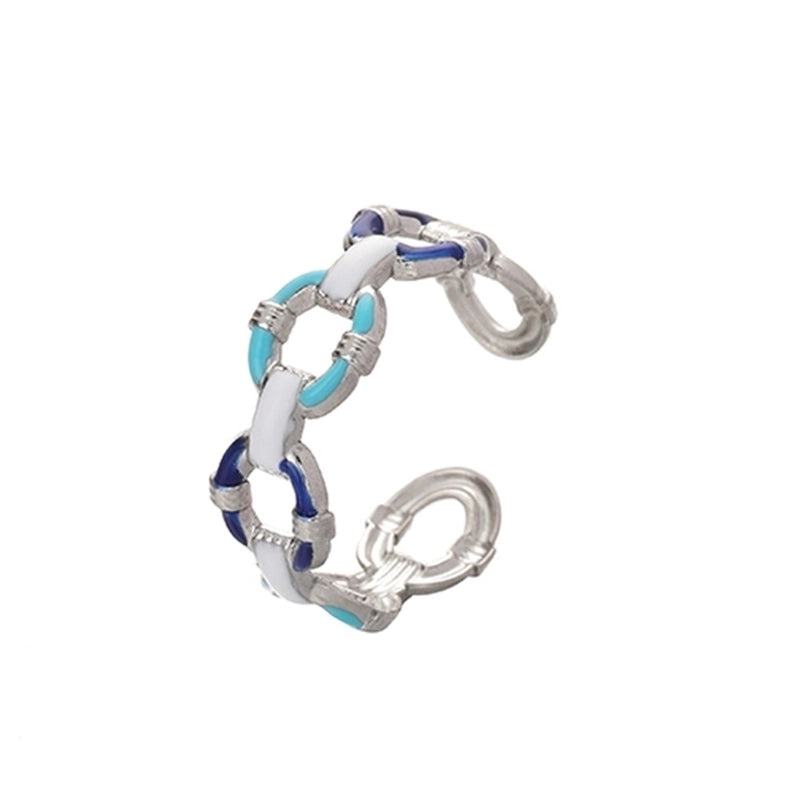 Ethnic Style Sun Star 304 Stainless Steel Artificial Gemstones Rhinestones Enamel Inlay Open Rings