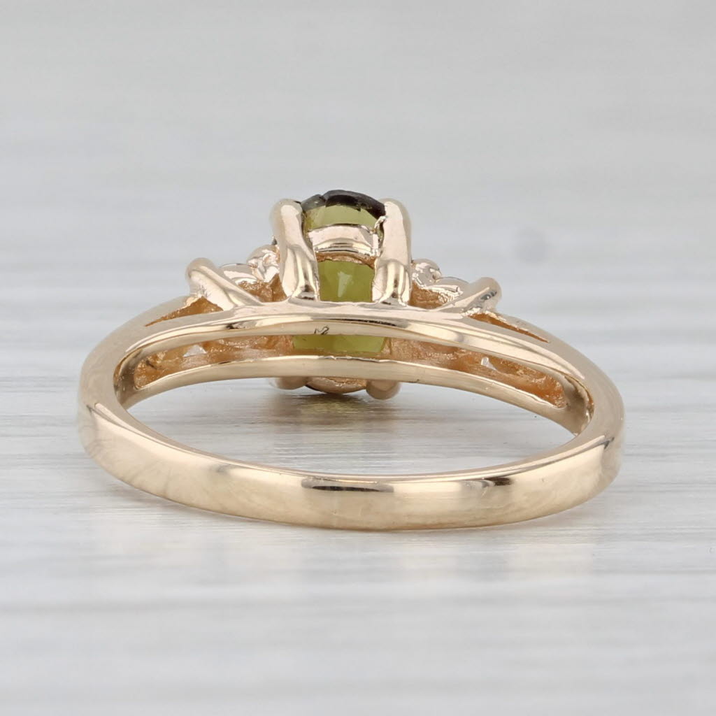 0.89ctw Green Tourmaline Diamond Ring 14k Yellow Gold Size 4.25-4.5