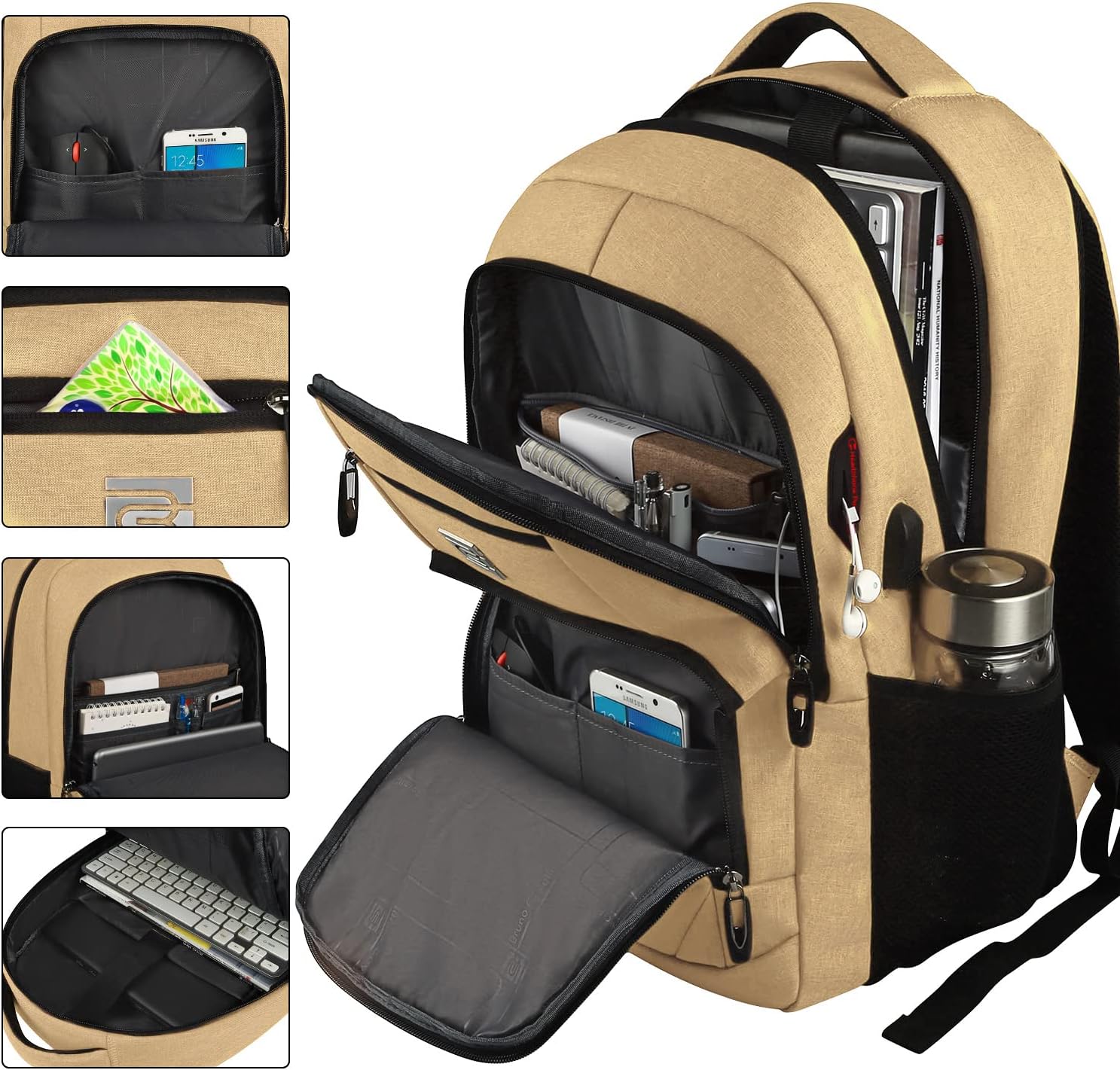 Laptop Backpack,Business Travel Anti Theft Slim Durable Laptops Backpack with USB Charging Port,Water Resistant College Computer Bag for Women & Men Fits 15.6 Inch Laptop and Notebook - Black
