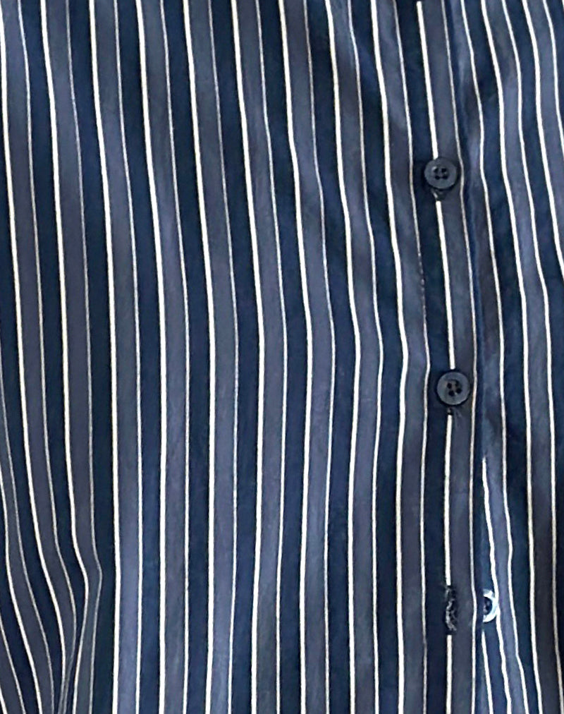 Turner Shirt in Dark Blue Indigo Stripe