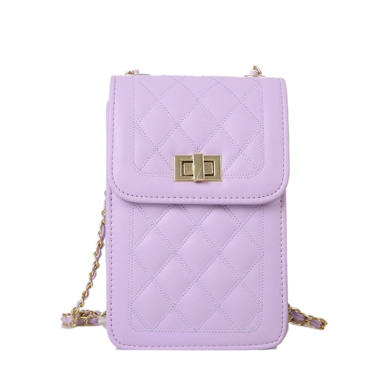 Women's Small Pu Leather Solid Color Lingge Streetwear Square Lock Clasp Crossbody Bag