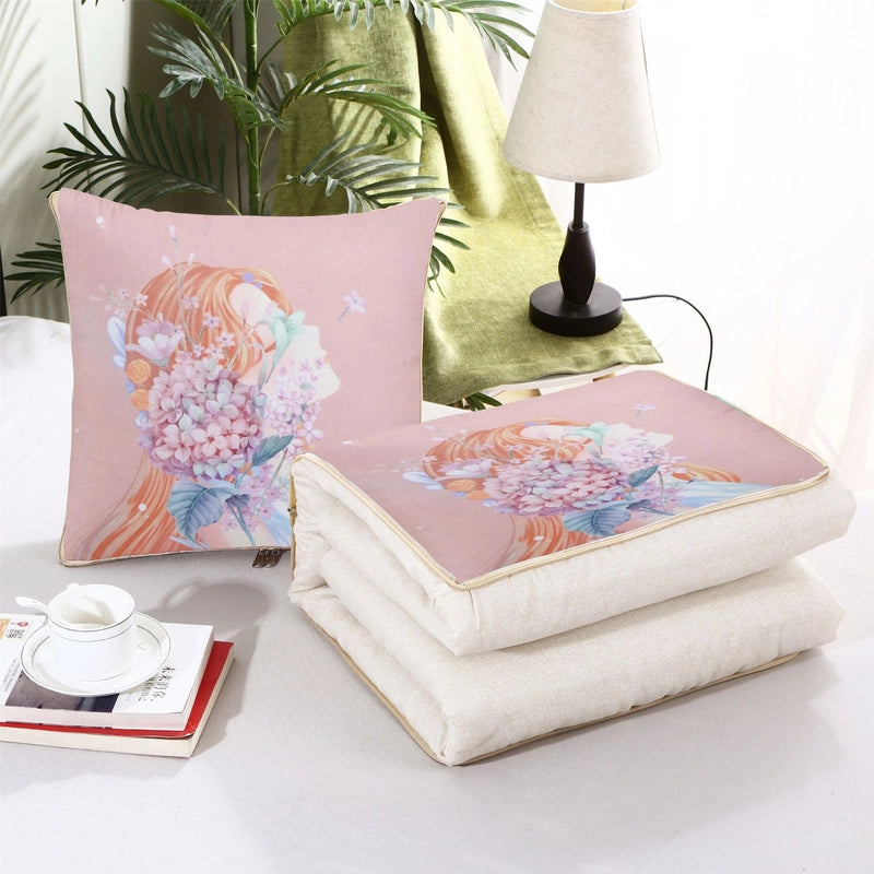 Pillow Quilt Dual-use Two-in-one Four-season Universal Car Thin Cushion Sleeping Blanket Activity Gift Printing