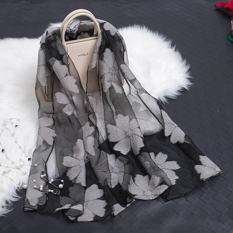 Women's Minimalist Color Block Organza Scarf
