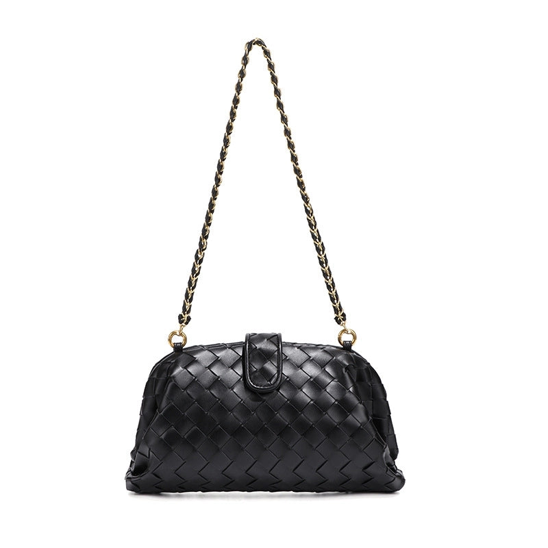Women's Small Pu Leather Solid Color Elegant Dumpling Shape Magnetic Buckle Straw Bag