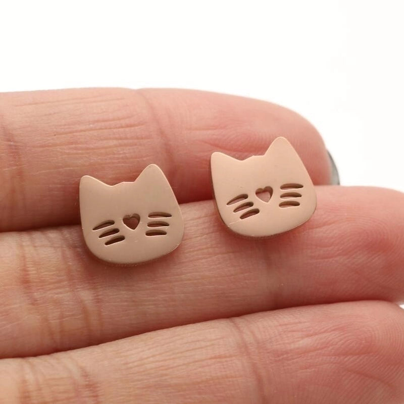 1 Pair Casual Cute Animal Plating Hollow Out 304 Stainless Steel 18K Gold Plated Ear Studs