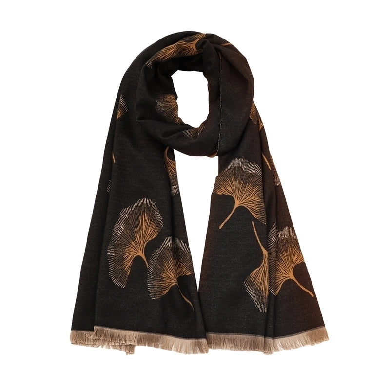 Women's Elegant Ginkgo Leaf Imitation Cashmere Scarf