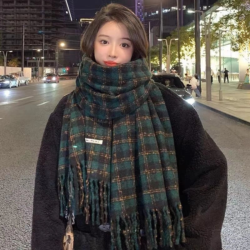 Women's Lady Minimalist Lattice Imitation Cashmere Scarf
