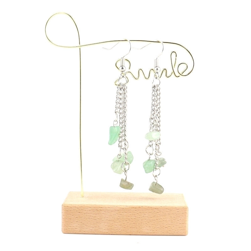 1 Pair Minimalist Irregular Patchwork Natural Stone Metal Drop Earrings