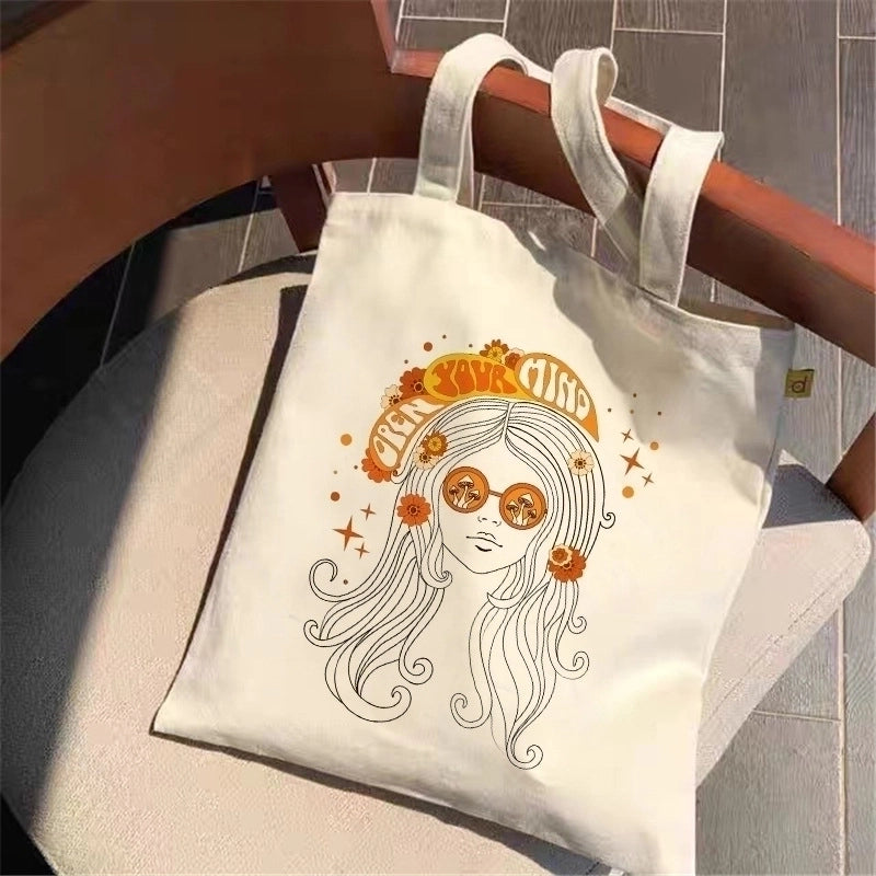 Women's Minimalist Flower Mushroom Shopping Bags