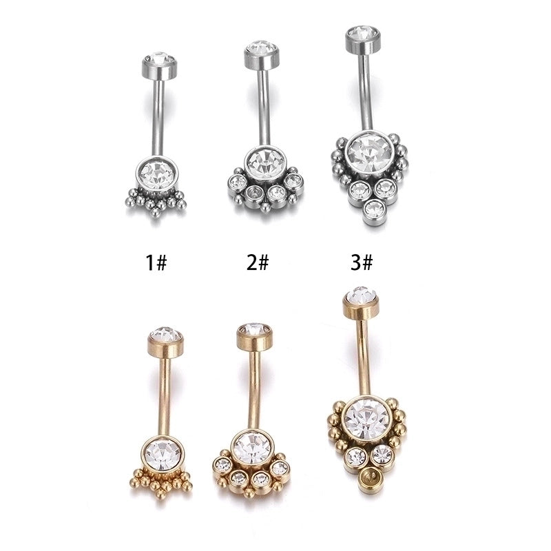 Minimalist Round Stainless Steel Inlay Zircon Belly Ring 1 Piece