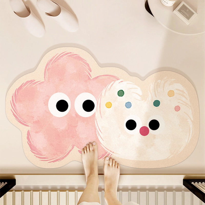 Cartoon Bathroom Mat Absorbent Dirt Resistant Fun Bathroom Door Quick-drying Diatom Mud Mat Toilet Anti-slip Mat