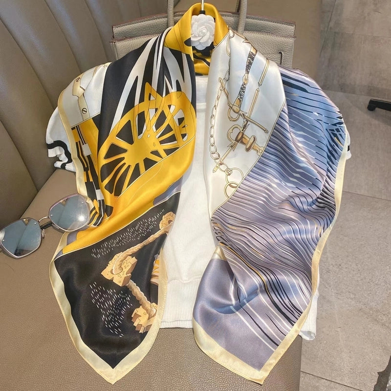 Women's Elegant Minimalist Printing Silk Printing Silk Scarf