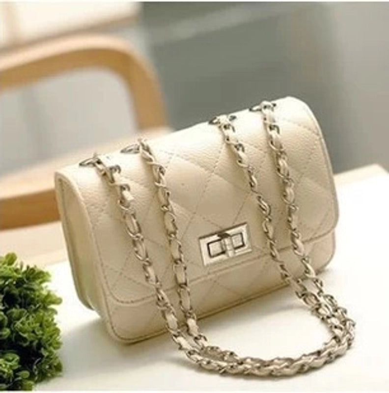 New Fashion Rhombic Chain Turn Lock Bag Chain Crossbody Bag Shoulder Bag