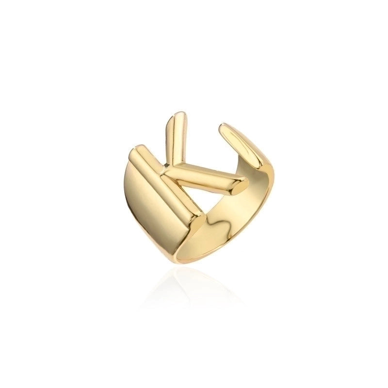 New 18k Copper Gold-plated Alphabet Open Ring