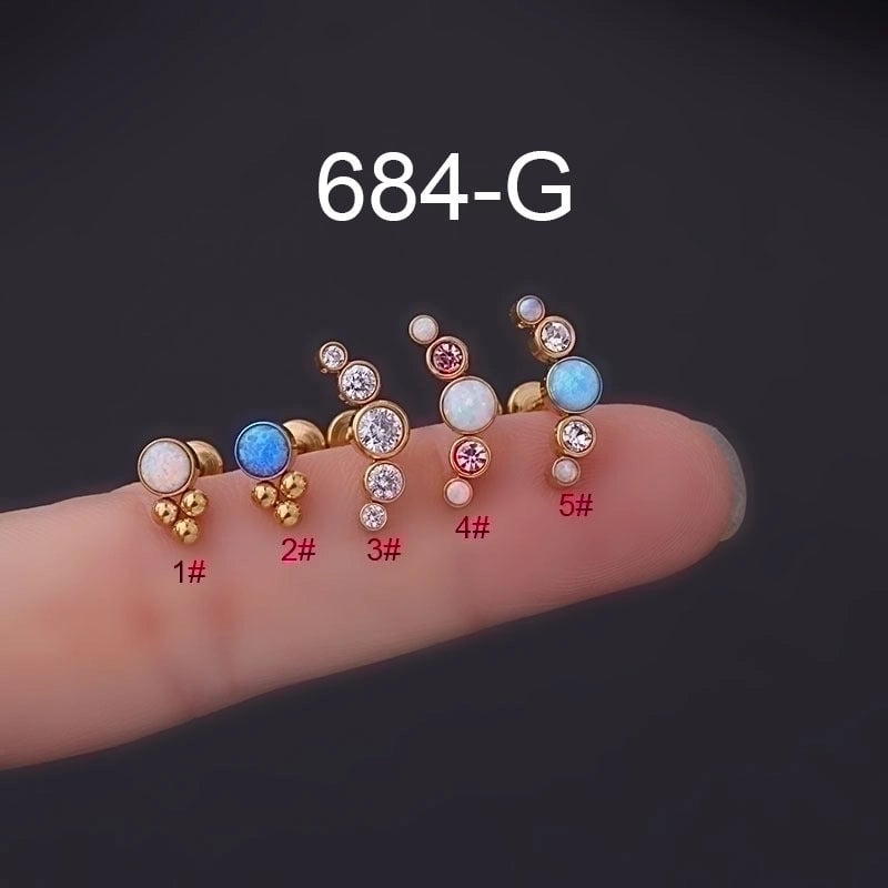 Ear Cartilage Rings & Studs Fashion Geometric 316L Stainless Steel  Plating Artificial Gemstones