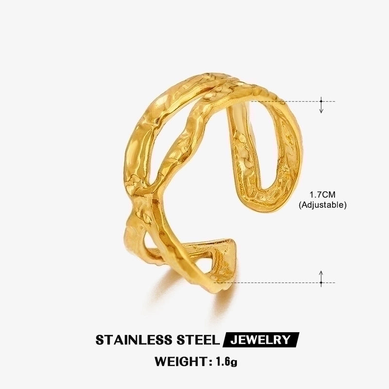 304 Stainless Steel Minimalist Plating Geometric Open Ring