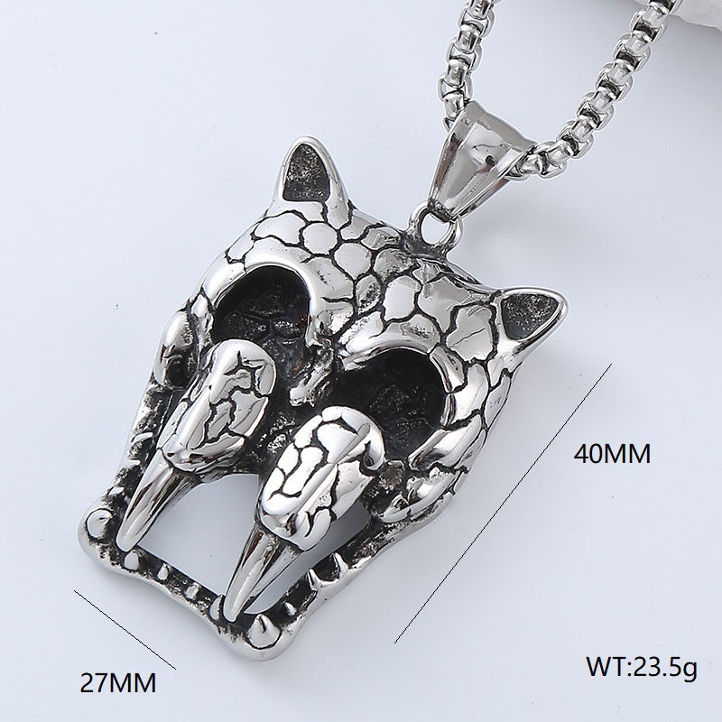 Aml Personalized Animal Head Hip-Hop Punk Style Titanium Steel Men'S Necklace