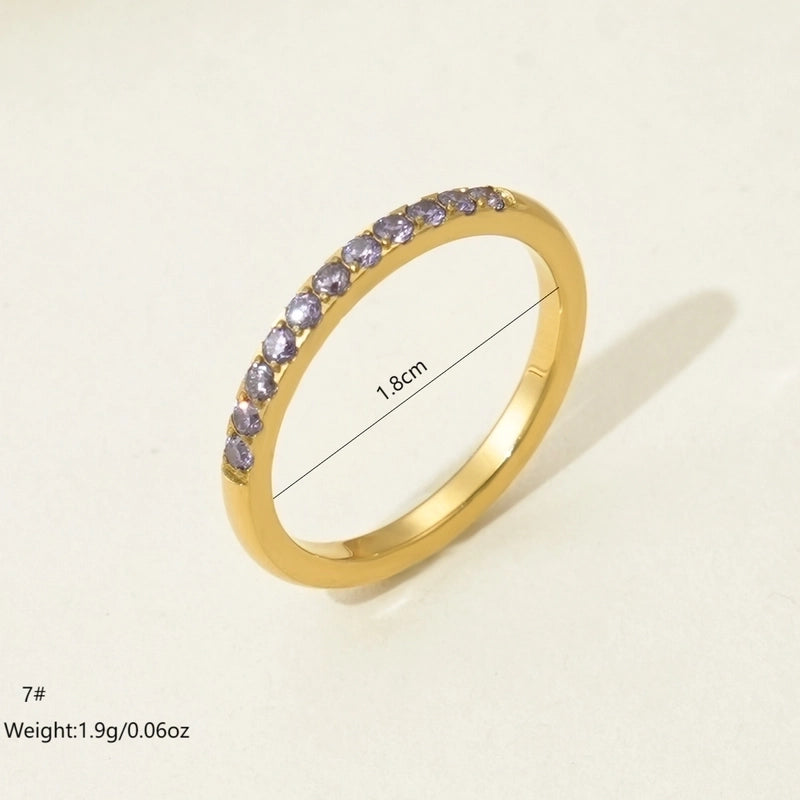 Minimalist Commute Geometric 304 Stainless Steel Rhinestones 14K Gold Plated Polishing Inlay Rings