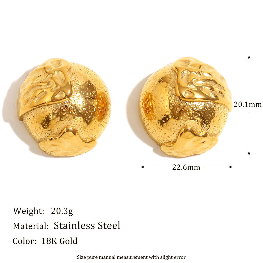 Hot Selling Second-Hand Niche Stainless Steel 18K Gold Plated Flower Pearl Pattern Square Black Jade Earrings For Women