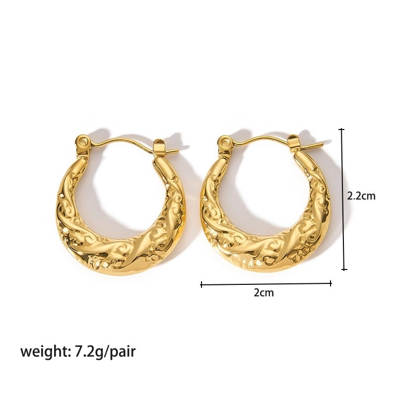 1 Pair Modern Style Round Heart Shape 304 Stainless Steel 18K Gold Plated Hoop Earrings