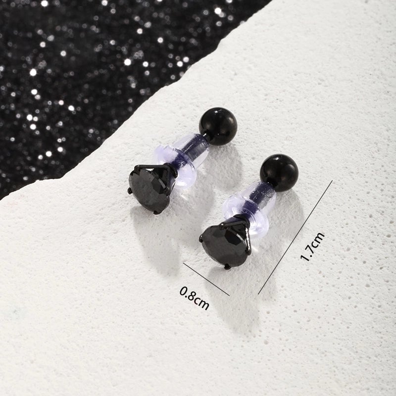 6 Pieces Hip-Hop Xuping Punk Solid Color Plating Inlay 304 Stainless Steel Artificial Gemstones 18K Gold Plated Raw Steel Ear Studs