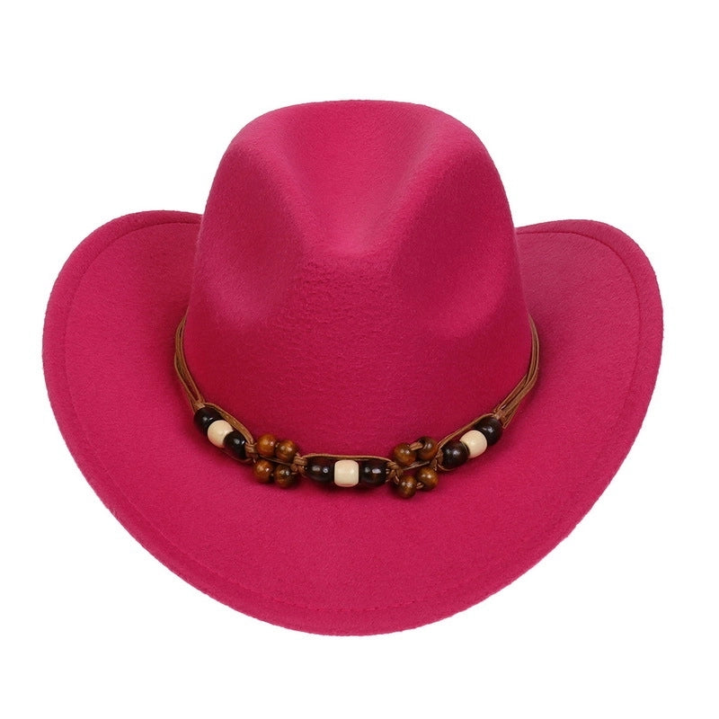 Tibetan Western Denim Top Hat Spring And Autumn New Jazz Hat Big Brim Five-pointed Star Belt Accessories Felt Hat For Men And Women