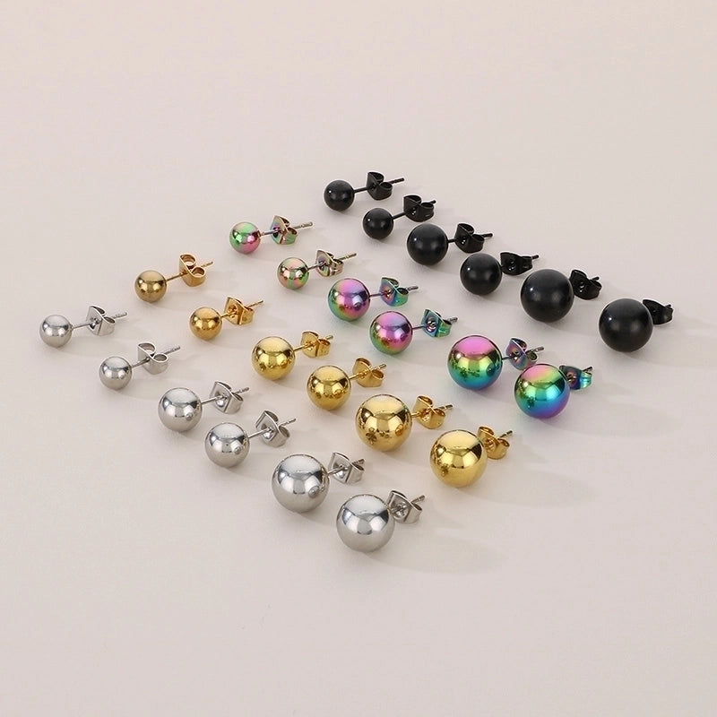 1 Pair Minimalist Round 304 Stainless Steel 18K Gold Plated Ear Studs