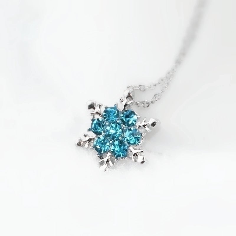 Christmas Series  Style Trendy Snowflake Full Zircon Pendant Crystal Sparkling Necklace Direct Sales