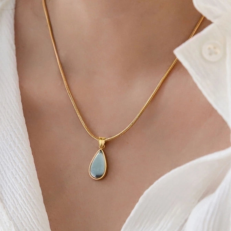 Copper Minimalist Inlay Round Zircon Solitaire Necklace
