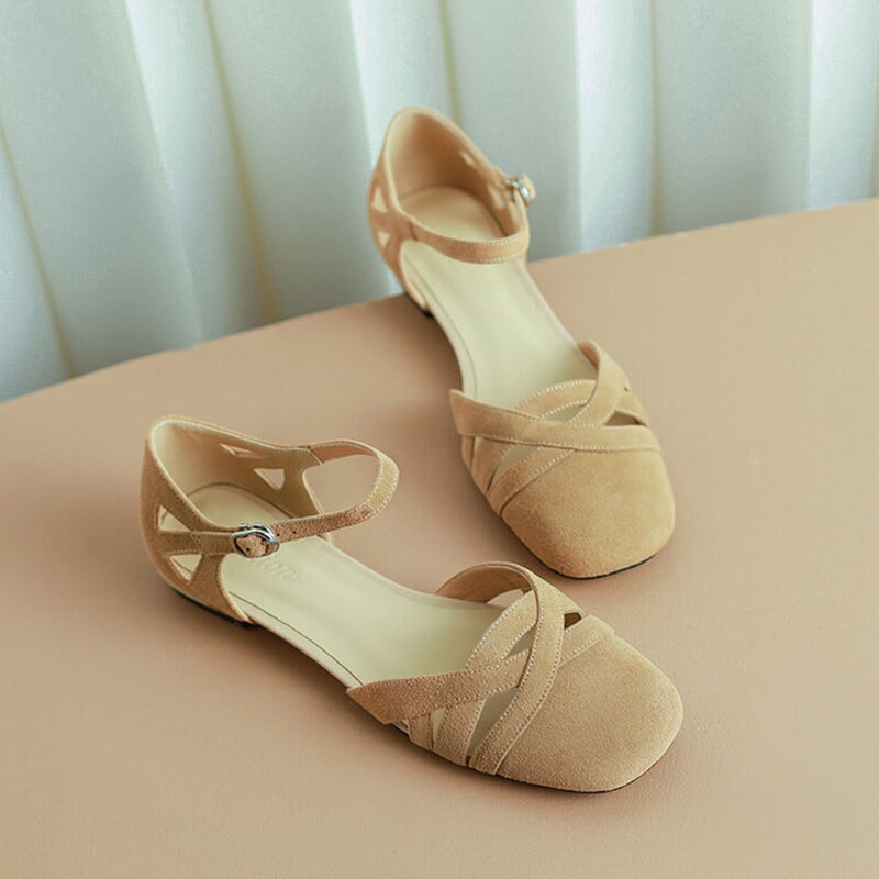 Block Heel Leather Gladiator Sandals in Green/Apricot