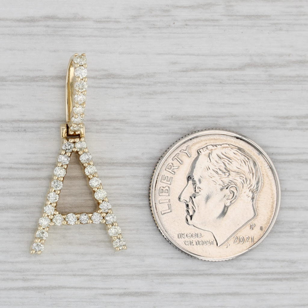 0.50ctw Diamond Letter Initial A Pendant 10k Yellow Gold