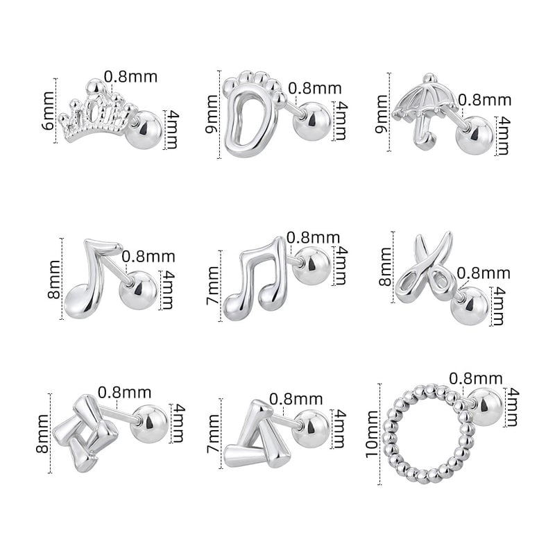 1 Piece Cute Minimalist Geometric Animal Crown Plating Titanium Steel Ear Studs