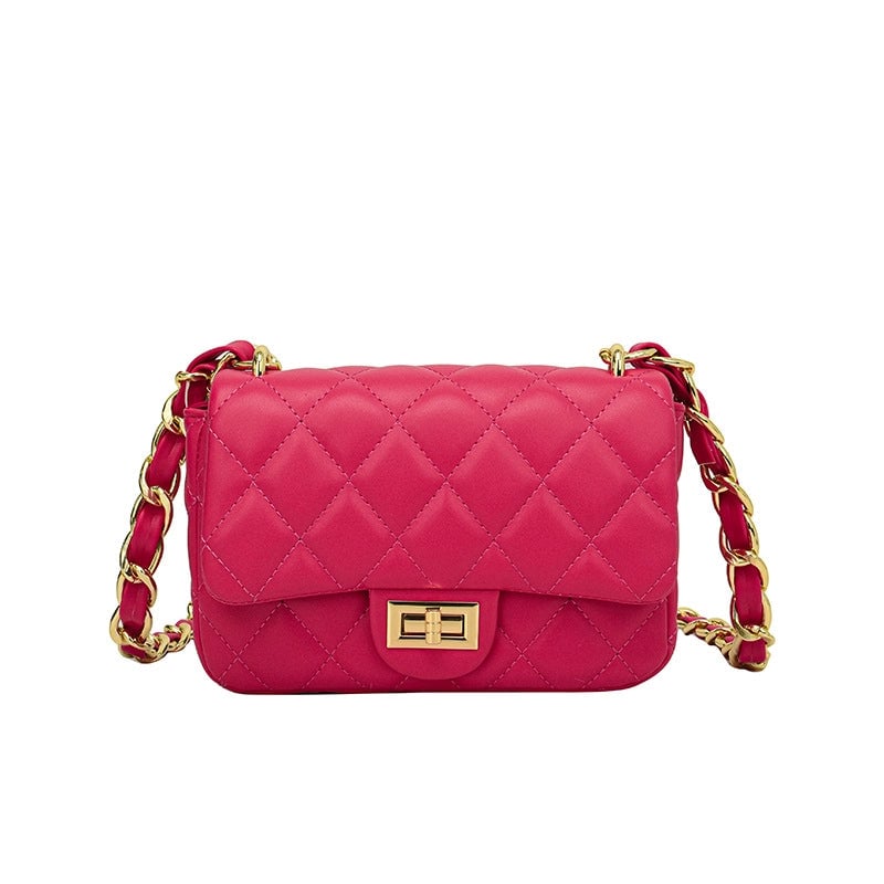 Women's Pu Leather Lingge Elegant Sewing Thread Square Flip Cover Shoulder Bag Crossbody Bag