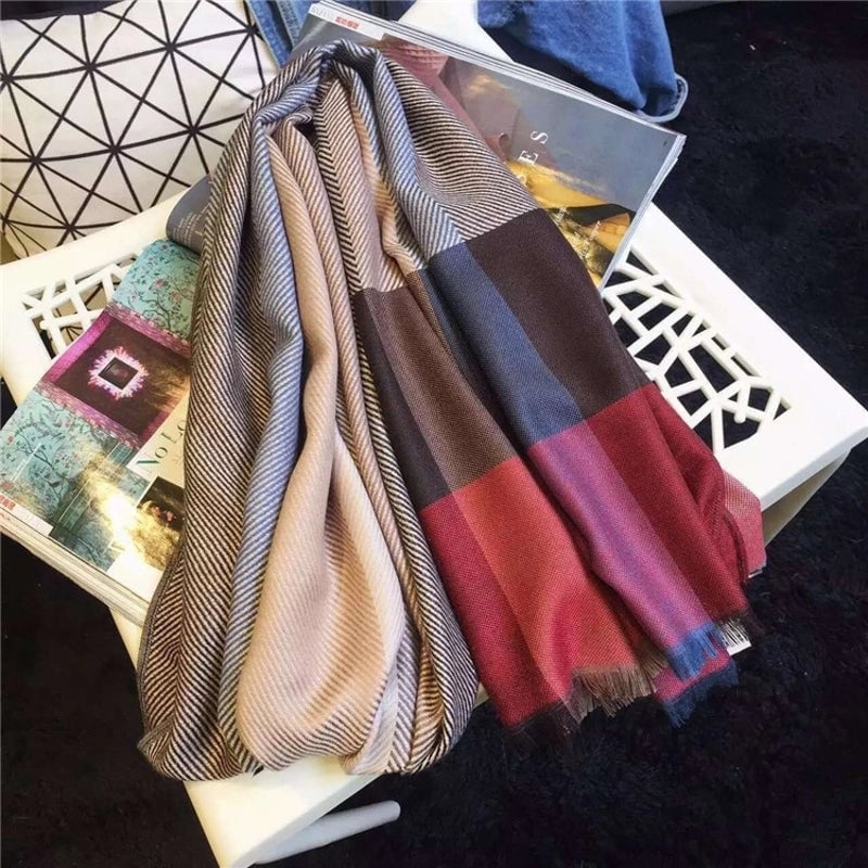 Nepal Cashmere Nine Color Plaid Women's Scarf Autumn And Winter Warm Unisex Scarf Shawl