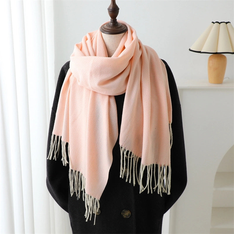 Women's Elegant Basic Lady Stripe Imitation Cashmere Polyester Scarf