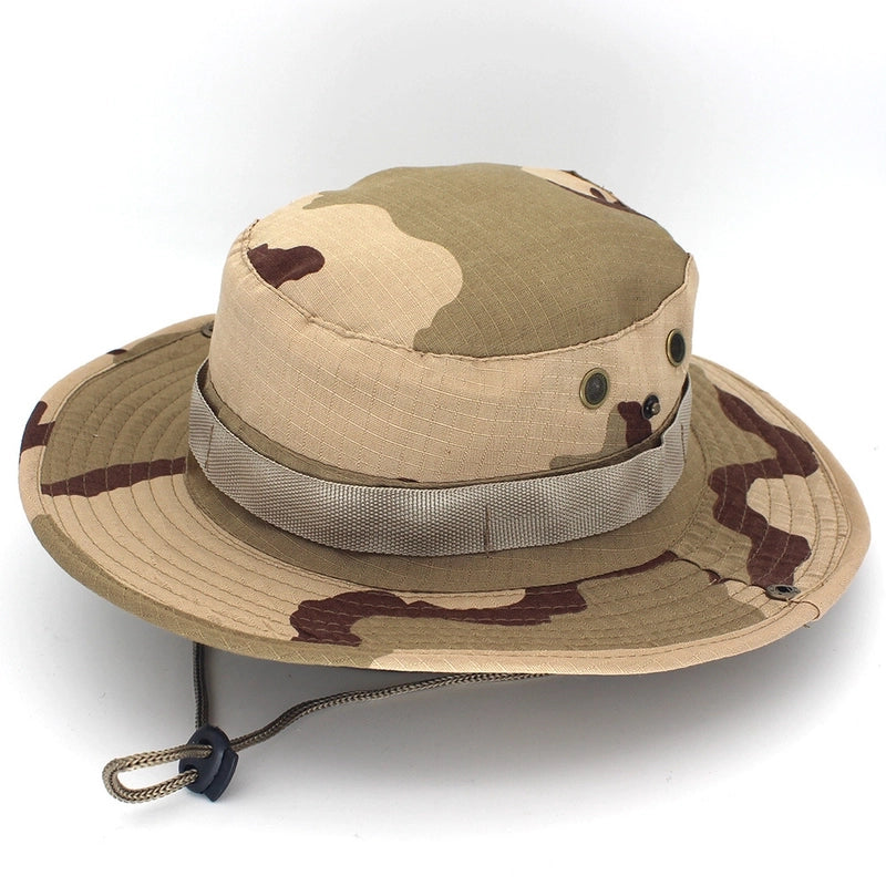 Hot Outdoor Sunscreen Round Edge Hat Mountaineering Hat Camouflage Jungle Hat Benney Hat Men's And Women's Fisherman Hat