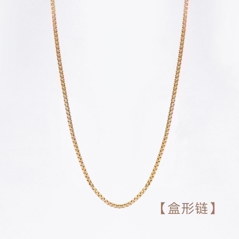 Fashion Round Titanium Steel 18K Gold Plated Inlaid Gold Necklace