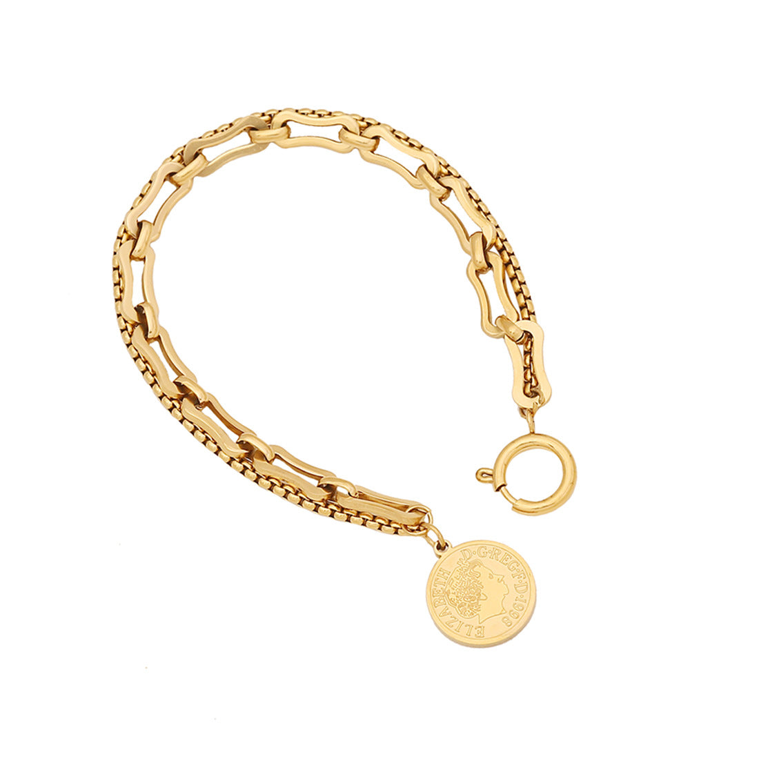 Personalized Coin Pendant Stainless Steel Clavicle Chain N1474