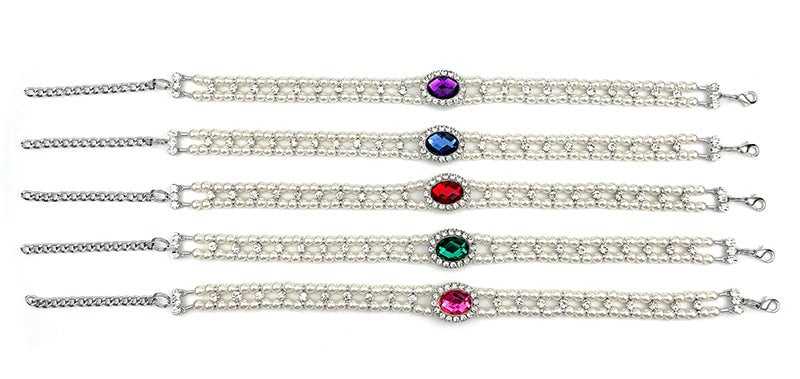 Rhinestone Pearl Design Pet Necklace
