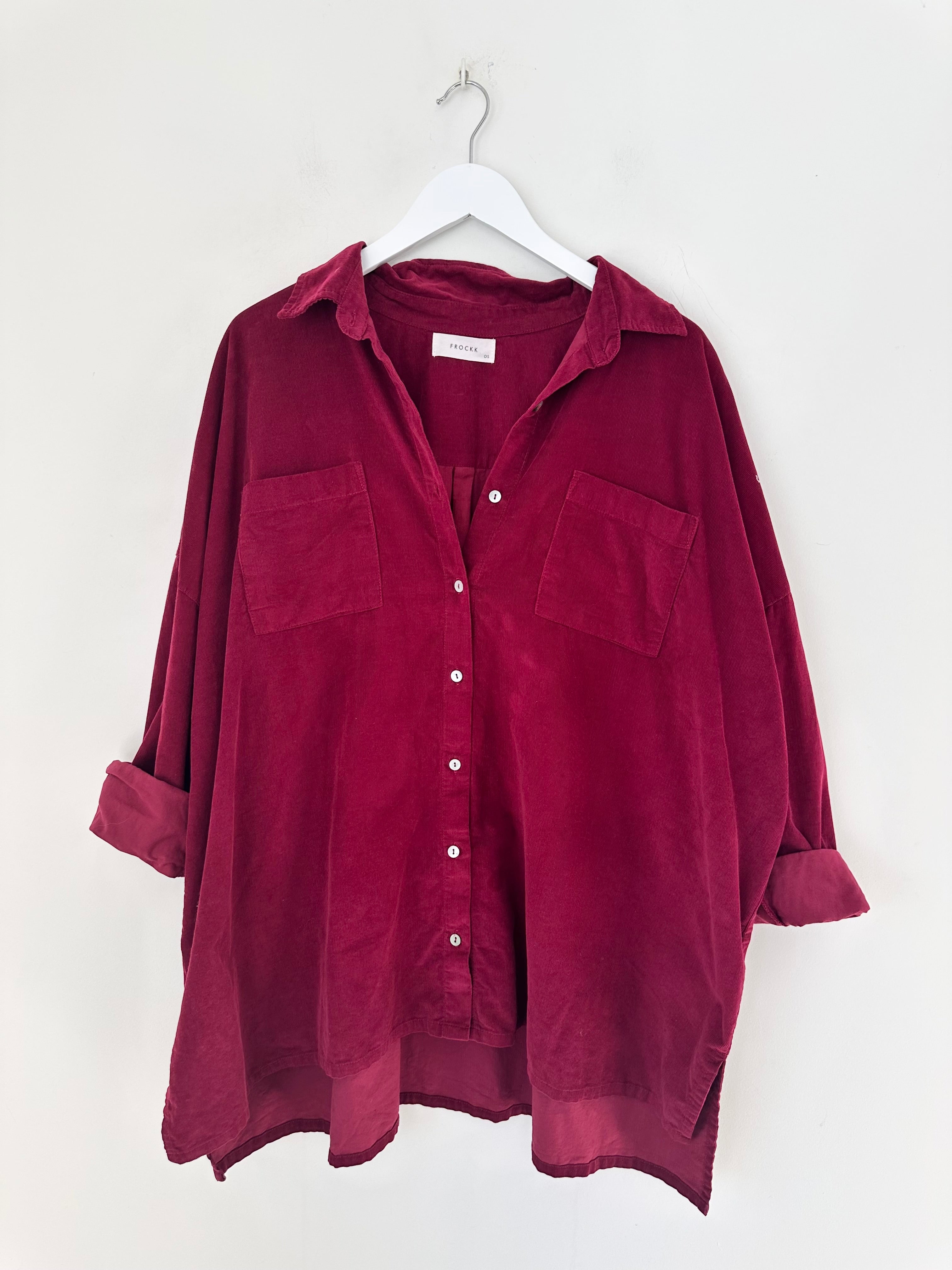 aiden oversized shirt - merlot cord